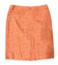 talbots skirt womens 6 petite pink orange pencil floral tulips stretch c... - $9.78