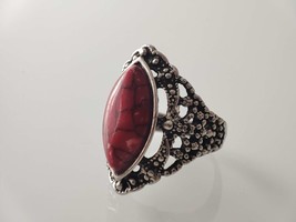 Tuareg ring in silver and agate ,Authentic gemstone ring, Vintage handmade boho  - £39.91 GBP