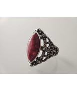 Tuareg ring in silver and agate ,Authentic gemstone ring, Vintage handmade boho  - £39.33 GBP