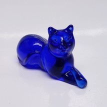 Cobalt Blue Cat Kitty Figurine The Franklin Mint Curio Cabinet Collection 1986 - £15.87 GBP