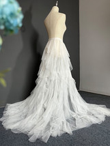 White Brial Detachable Tulle Maxi Skirt Gowns Wedding Photo Prop Skirt Outfit image 4