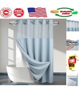 Elegant Blue Waffle Weave Shower Curtain with Snap-in Liner - Hotel Quality - $81.11 CAD