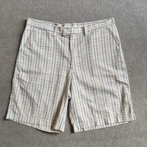 Patagonia Seersucker Organic Cotton Chino Shorts Mens Size 35 Cream White Plaid - £29.72 GBP