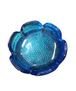 Vintage Anchor Hocking Glass Ashtray 6&quot; Round Sapphire Blue Lotus Flower... - £14.67 GBP