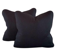 Pair Pillow Covers 18&quot; Designer P Kaufmann Waverly Black Solid Cotton - £37.73 GBP