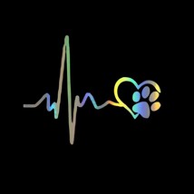 Car Stickers Heartbeat Love Dog Decals Footprints Funny Car Vinyl Reflective Sti - £34.75 GBP
