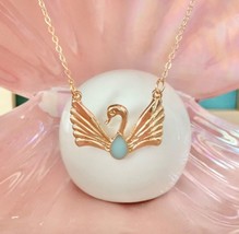 Barbie of Swan Lake Odette  Gold Plated Pendant Necklace Opal Stone - £25.70 GBP
