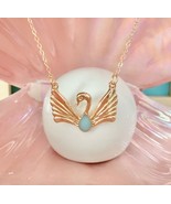 Barbie of Swan Lake Odette  Gold Plated Pendant Necklace Opal Stone - $44.80 CAD