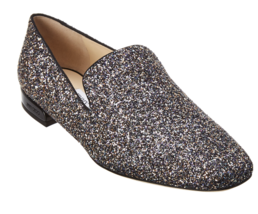 Jimmy Choo JAIDA Flat Twilight Shoes 37 EU 7B US Glitzy Glitter Leather Loafer - £313.49 GBP