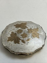 Vintage Stratton England Silver Plated &amp; Brass Two Tone Powder Compact - $29.65