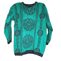 Vintage 90s IB Diffusion Womens Wool Blend Sweater Green Black Med. Long... - £28.77 GBP