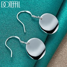 DOTEFFIL 925 Silver Smooth Bump Round Drop Earrings For Woman Wedding Engagement - £10.46 GBP