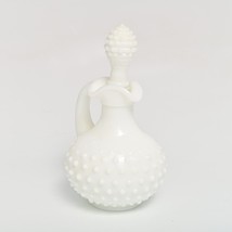 Vintage White Milk Glass Hobnail Decanter With Stopper Bath Oil Empty - £4.60 GBP