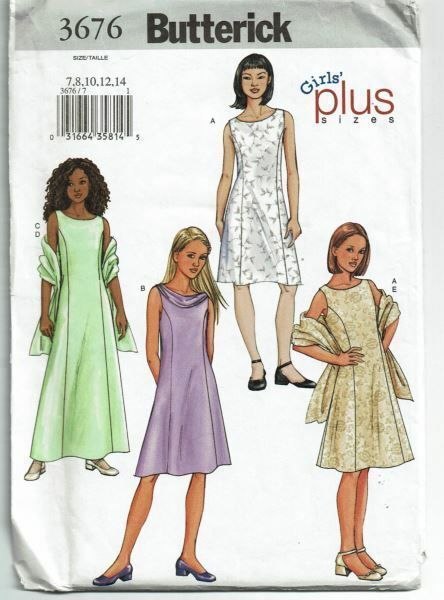 Butterick Sewing Pattern 3676 Girls Dress Scarf Size 7-14 Plus - £6.52 GBP