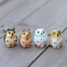 4Pcs Resin Mini Owls, Miniature Figurines, Fairy Garden Accessories Supp... - $12.99