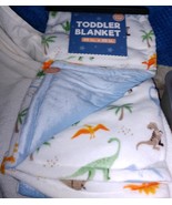 Cudlie Kids White with Dinosaurs Toddler Blanket 40&quot; x 50&quot; New - €15,18 EUR