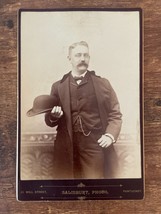 Vintage Cabinet Card. Man with hat by Salisbury Photo in Pawtucket, Rhode Island - £10.65 GBP