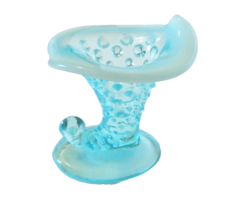 Hobnail Opalescent Fenton Art Glass Blue Cornucopia Vase Toothpick Candle Holder - £15.56 GBP