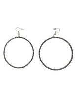 Large Silver-Tone Rhinestone Hoop Elegant Statement Earrings Fashion Jew... - €18,67 EUR