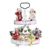 2 Tier Serving Tray Round Farmhouse Kitchen Table Tray Stand Food Fruits Cupcake - £31.26 GBP