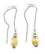 Handcrafted Faceted Citrine Bead Threader Style Earrings - £23.59 GBP