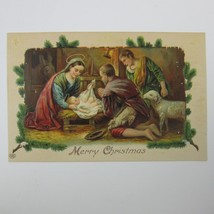 Christmas Postcard Nativity Baby Jesus Mary Shepherd EAS German Embossed Antique - £11.96 GBP