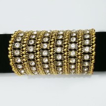 6 row white Rhinestone expandable Bangle Stretch bracelet Crystal Elasti... - $33.24
