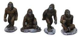 Set of 4 Forest Mythical Creature Sasquatch Big Foot Cryptid Apes Figurines - $22.99
