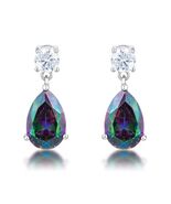 Precious Stars Silvertone Mystic Iridescent Teardrop Dangling Earrings - $32.00