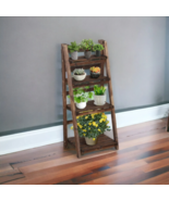 Wooden Ladder Shelf Plant Shelf, Multiple Tired Shelf Sturdy and Foldabl... - £73.99 GBP