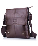 BULLCAPTAIN Leather Men Shoulder Bags Casual Retro Small Messenger Bag - $48.98