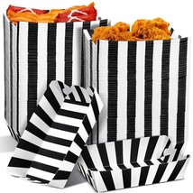 Yaomiao 100 Pcs Striped Paper Food Trays Carnival Paper Food Boats Paper, Black - £26.96 GBP