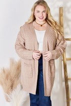 Hailey &amp; Co Full Size Cable-Knit Pocketed Cardigan - £37.66 GBP