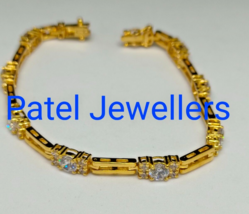 5.50 Ct Round Simulated Diamond Tennis Bracelet 14K Yellow Gold Plated - £75.66 GBP