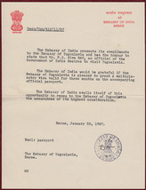 1967 Non-Aligned Original Letter English India Yugoslavia Embassy Switzerland - £14.50 GBP