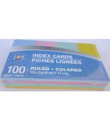INDEX CARDS RULED Colored  Blue Red Green Yellow 3 x 5 Inches - 100 Coun... - $2.96