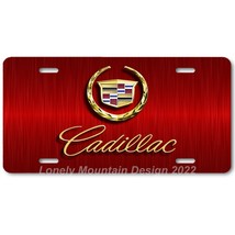 Cadillac Inspired Art Gold on Red FLAT Aluminum Novelty Auto License Tag... - £14.30 GBP