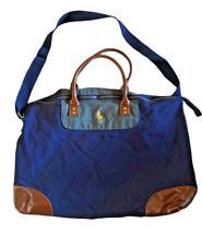 Ralph Lauren Mens Bag Crossbody Overnight Briefbag Messenger Bag Blue / Brown  - $42.65