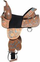 Western Treeless leather Barrel Pleasure Reining 16&quot; Saddle All Sizes - $522.11