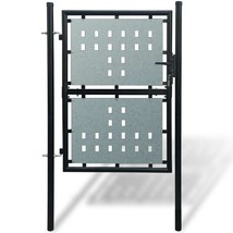 vidaXL Black Steel Single Door Fence Gate 39.4"x78.7" - Black Metal Entryway - €259,28 EUR