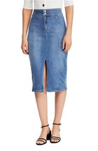 FREE PEOPLE Womens Skirt Maddie Denim Slim Midi Brooklyn Blue Size 26W O... - £42.87 GBP