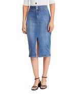FREE PEOPLE Womens Skirt Maddie Denim Slim Midi Brooklyn Blue Size 26W OB933193 - $54.89