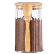 25 Oz Large Airtight Glass Jar With Bamboo Spoons Lids Overnight Oats Co... - £15.72 GBP