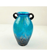 Dale Tiffany Favrile Art Glass Milano Amphora Blue Vase With Copper Aven... - £41.20 GBP