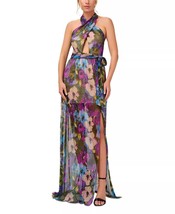 AIDAN BY AIDAN MATTOX Women&#39;s Floral-Print Crinkled Halter Gown Size 14 ... - $148.49