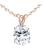 Oval Diamond Pendant Necklace Natural Treated 14K Rose Gold H SI2 0.95 C... - £1,928.73 GBP