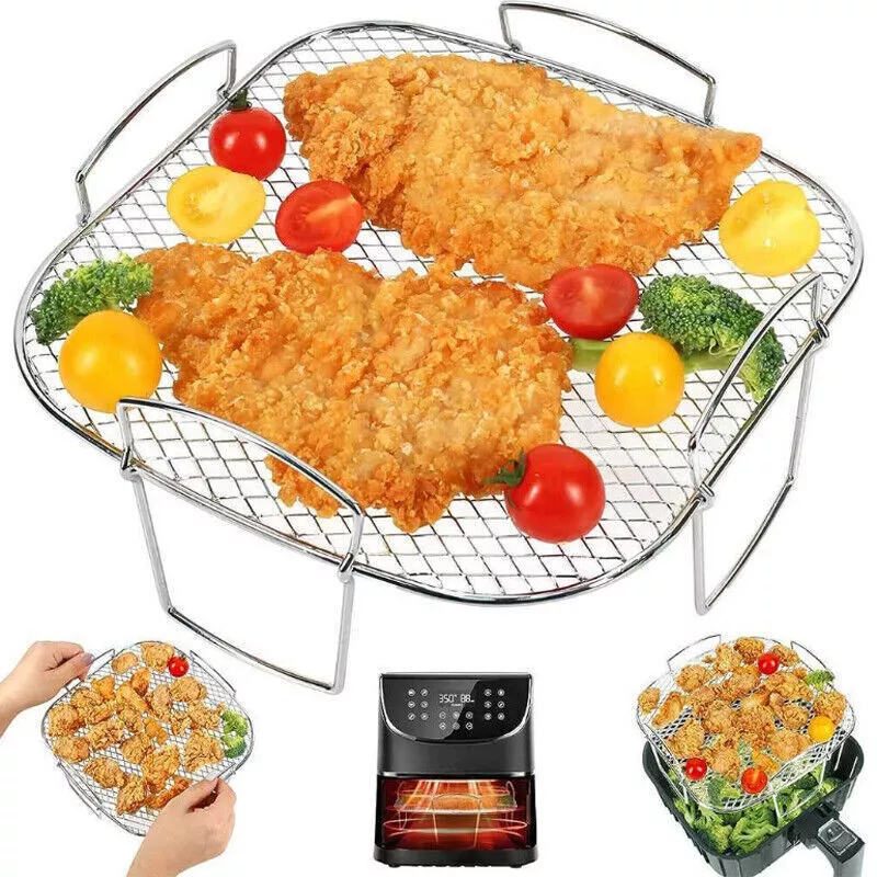 Rack Square Air Fryer Rack Grill Rack Air Fryer Basket Air Fryer Accesso... - $27.40 CAD