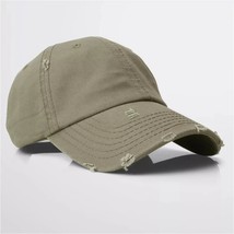 Khaki Vintage Distressed 100% Cotton Solid Polo Denim Baseball Cap Hat W... - $34.21 CAD