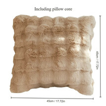 Faux Rabbit Plush Warm Square Cushion Pillow for Sofa Couch Bed Beige 18... - $16.78
