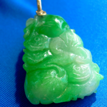 Earth mined Jadeite Jade Antique Green White Medallion Vintage Pendant 1... - £11,471.72 GBP